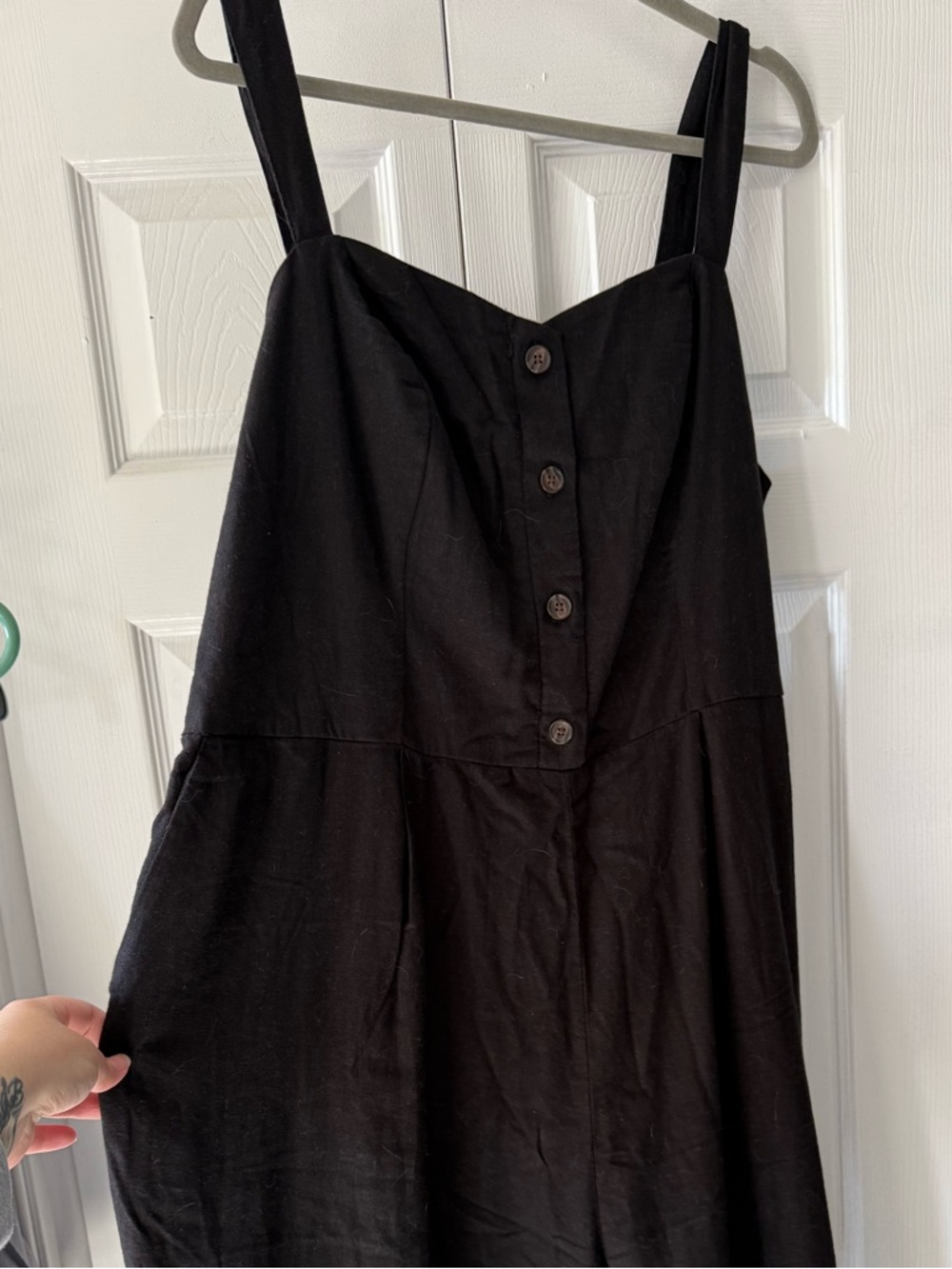 Old Navy Black Button-Front Jumpsuit with Wide Straps